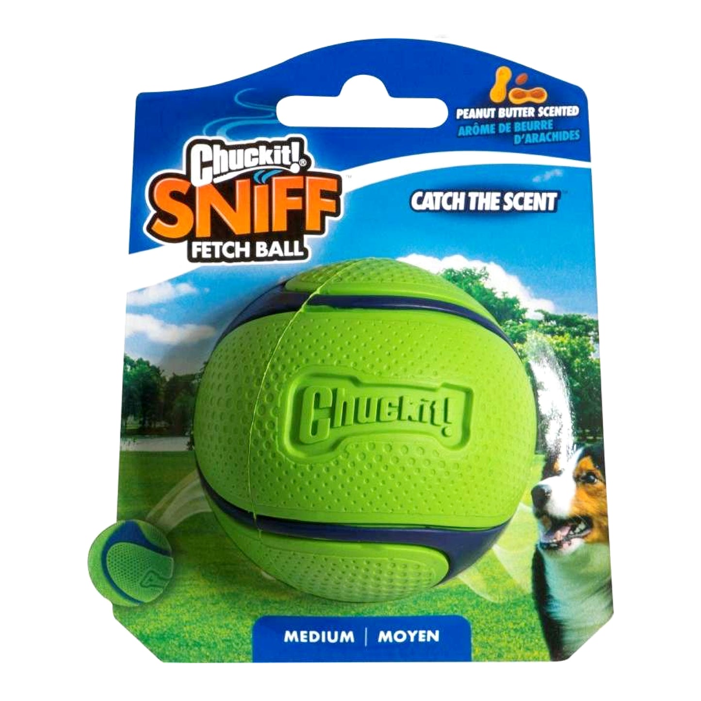 Chuckit Sniff Fetch Bal - Hondenbal met Pindakaas Geur - ⌀ 6cm - Maat: M