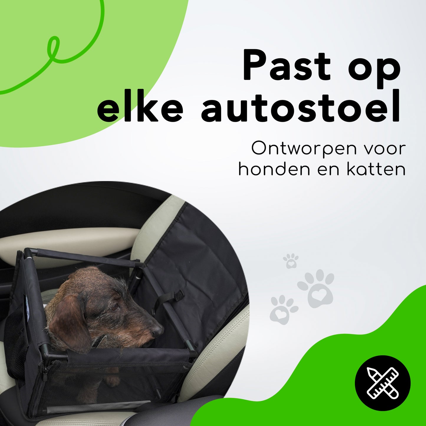 Doxie® Honden Autostoel - Extra Stevig - 40 x 40 cm - Inclusief Autogordel