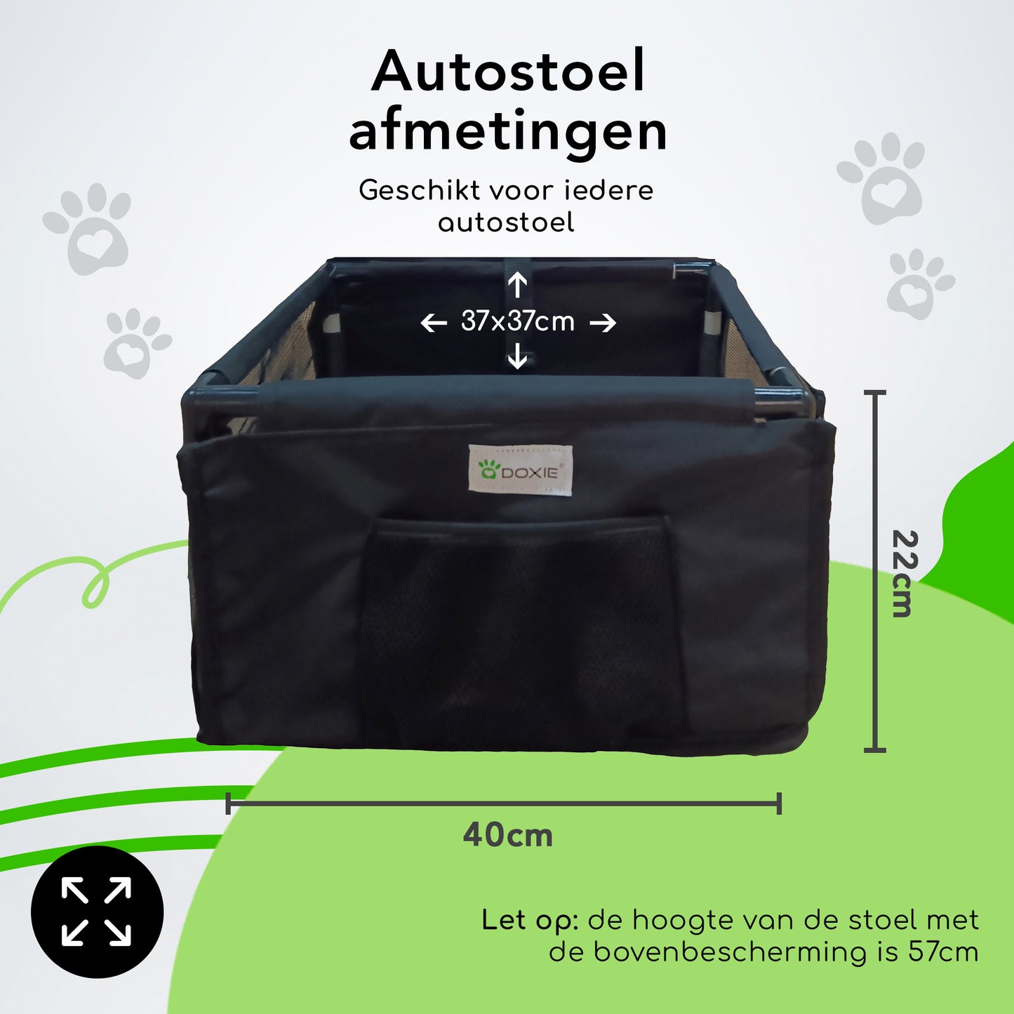 Honden Autostoel - Extra Stevig - 40x40 cm - Inclusief Autogordel - Zonder Logo