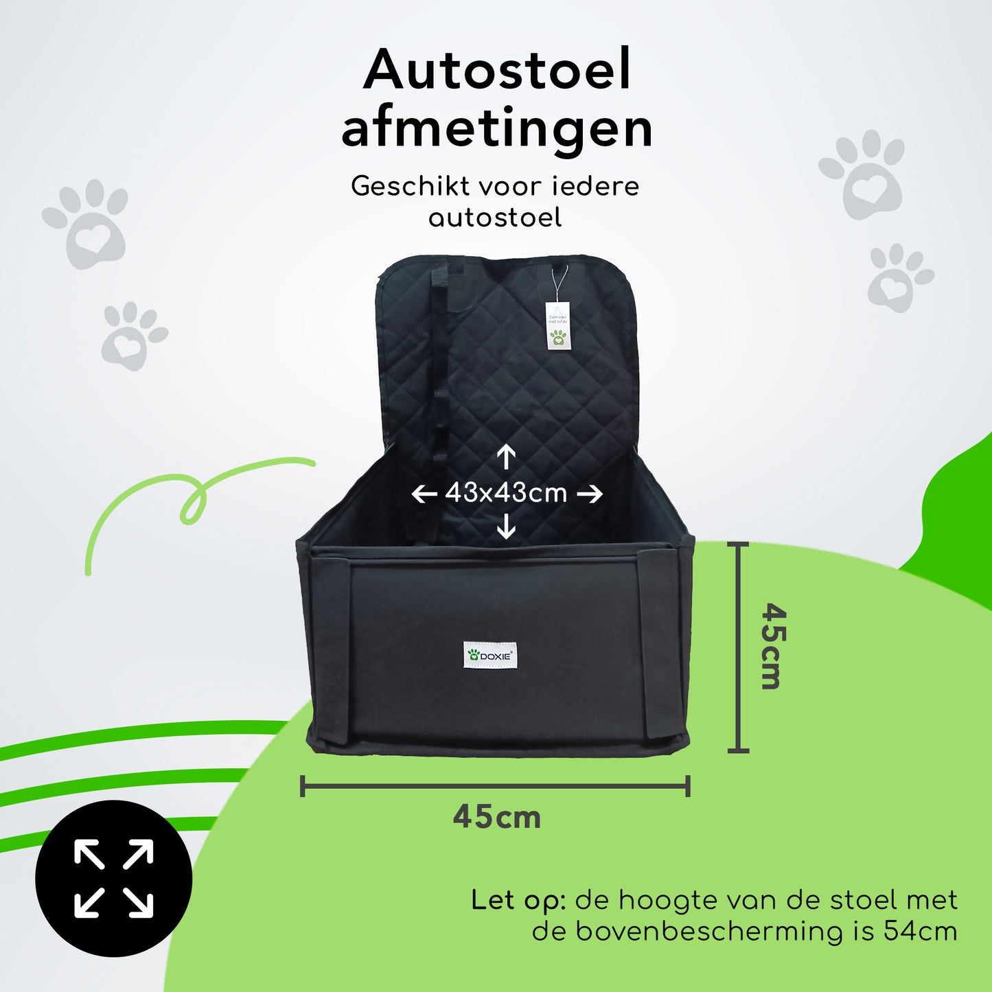 Doxie® Honden Autostoelhoes - 45 x 45 cm - Inclusief Autogordel