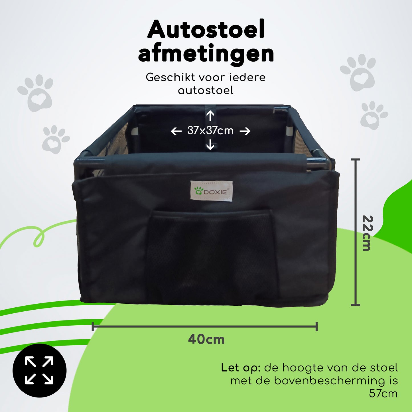 Doxie® Honden Autostoel - Extra Stevig - 40 x 40 cm - Inclusief Autogordel