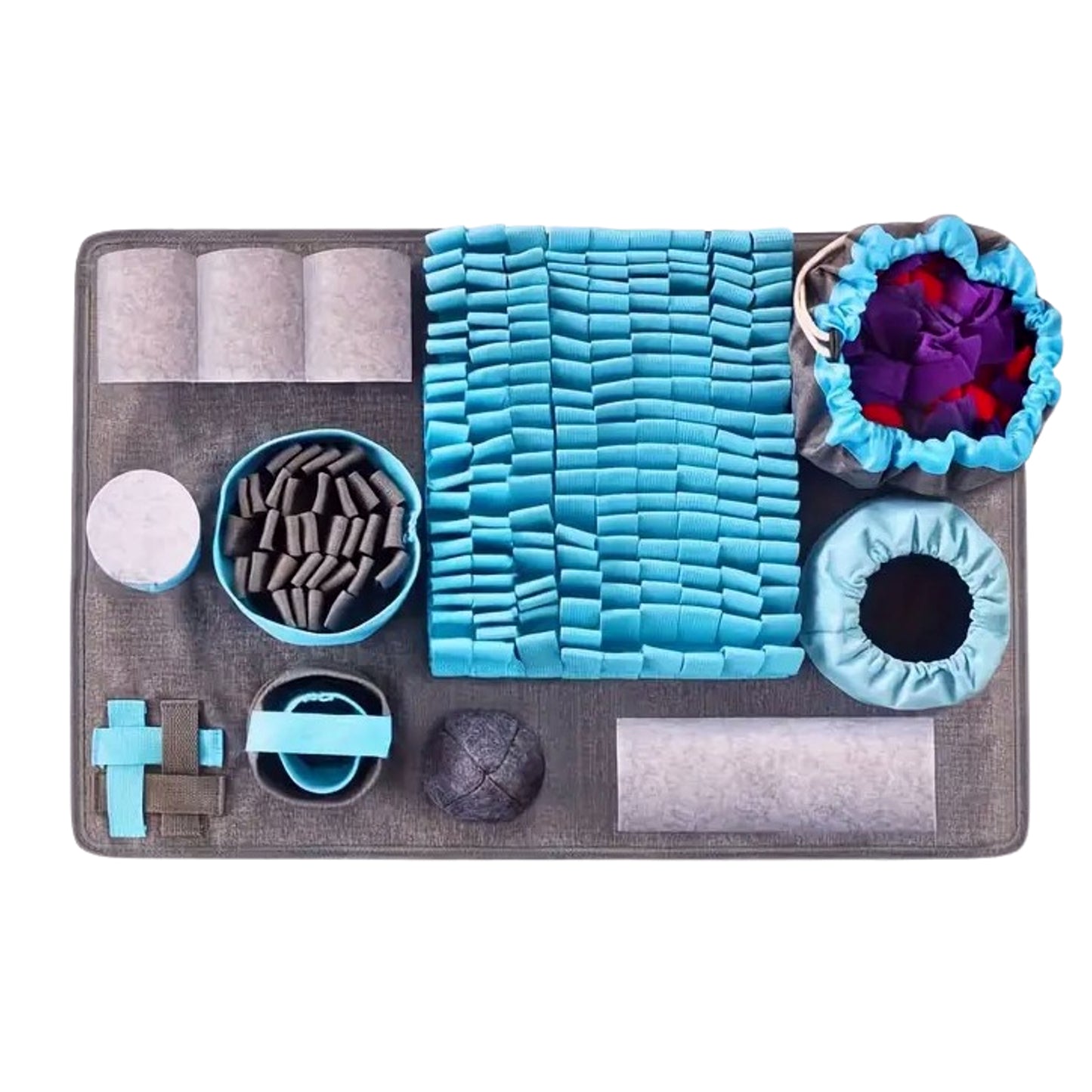 Snuffelmat Vierkant - Groot - 45 × 60 cm - Wasbaar - Grijs/Blauw