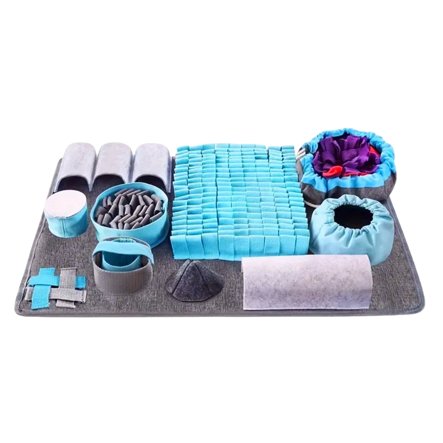 Snuffelmat Vierkant - Groot - 45 × 60 cm - Wasbaar - Grijs/Blauw