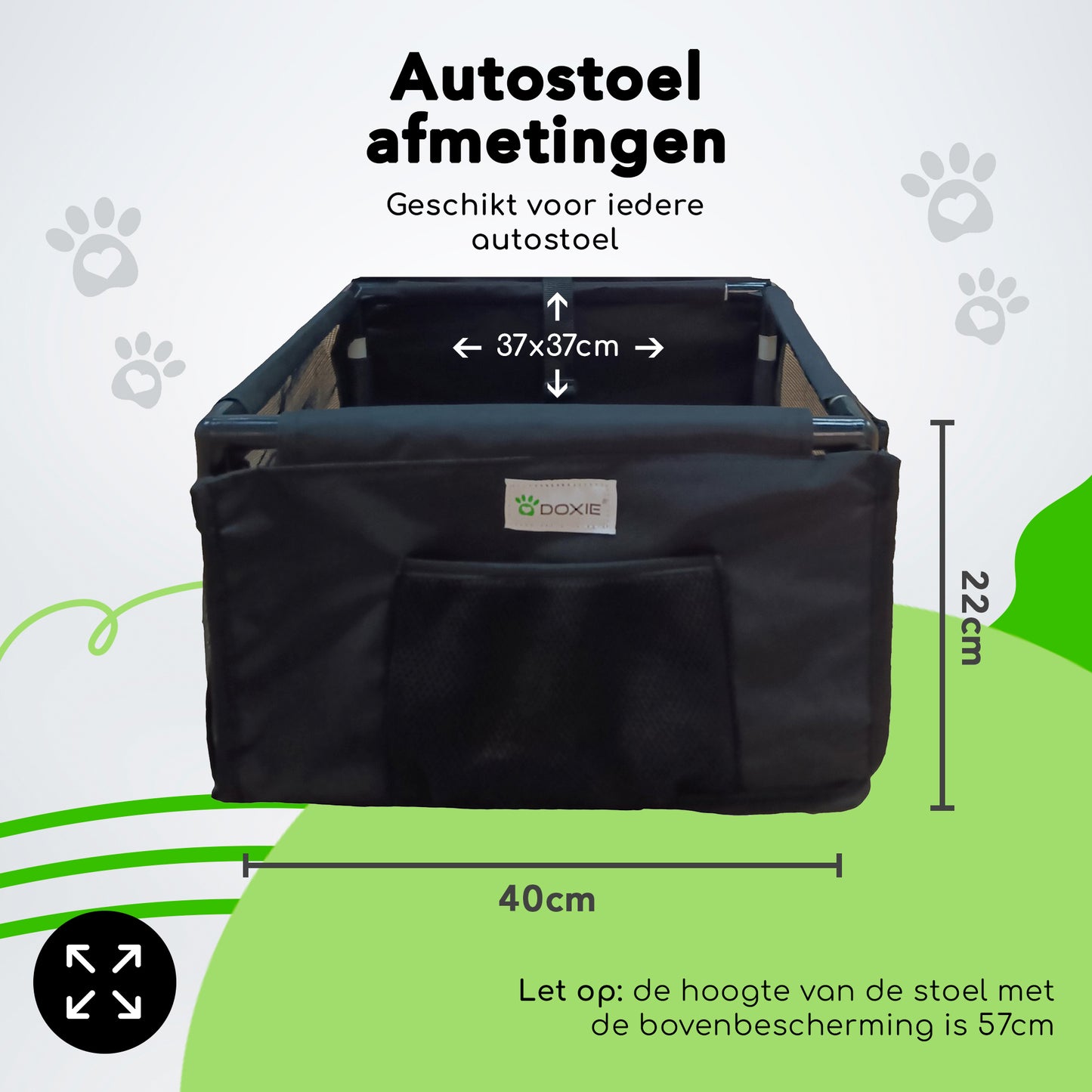 Doxie® Honden Autostoel - Extra Stevig - 40 x 40 cm - Inclusief Autogordel
