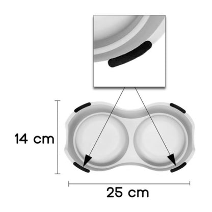 Dubbele Voer- en Drinkbak - Inclusief 2 RVS Bakjes - Met Handvatten - 2 x 175 ml